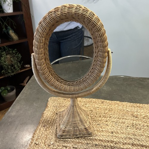 Vintage oval wicker vanity - vintage,