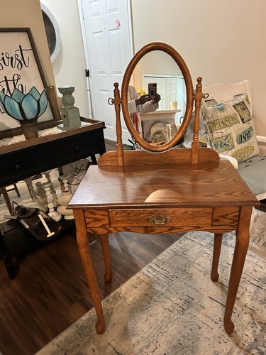 Wood vanity table - vanity,